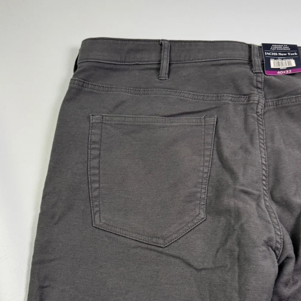 Jachs New York Mens Gray Straight Fit Flex Waistband 5-Pocket Pants 40x32 NEW